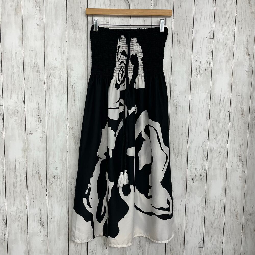 Gypsie Blu Black & White Tribal Tube Top Dress M Boho Beach Cover Up Bandeau